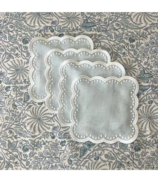 Don Lino Gray Scalloped cocktail napkins, set of 4