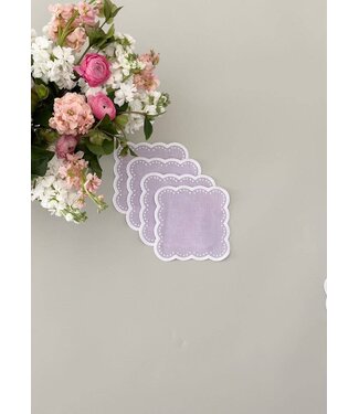 Don Lino Lavender Scalloped cocktail napkins, set of 4