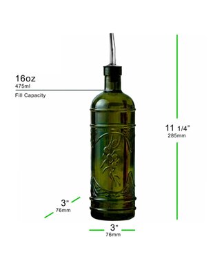 Couronne Co. Olive Branch Glass Oil/Vinegar Bottle w/Spout - Green
