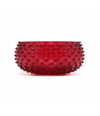 Maure Luxury Gifts Hobnail Bowl - Large - Holly Berry | Crystal | Candy Dish