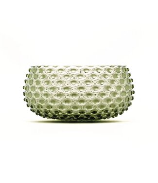 Maure Luxury Gifts Large Hobnail Glass Bowl | Moss Green | Decorative Dish