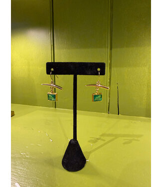 Laura McClendon Green Stone on Bar Earring
