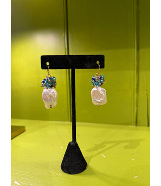 Laura McClendon Blue Stones with Pearl Drop Earring