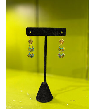 Laura McClendon Green Fringe on Circle Earring