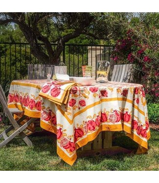 Couleur Nature Pomegranate Yellow & Red | French Tablecloth 59x59