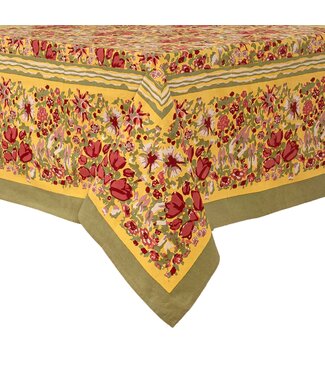 Couleur Nature Jardin Red & Green | French Tablecloth 59x59