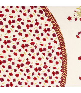 Couleur Nature Poppies Red & Green | French Tablecloth 59x59