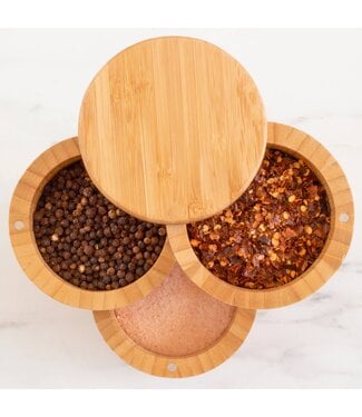 Totally Bamboo Triple Salt Box, 3-Tier Salt Cellar Storage Box