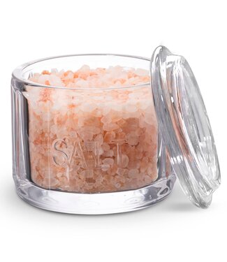 Kook Kook Embossed Salt Cellar & Lid, Pressed Glass, 10 oz