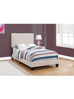 TWIN BEIGE LINEN BED FRAME