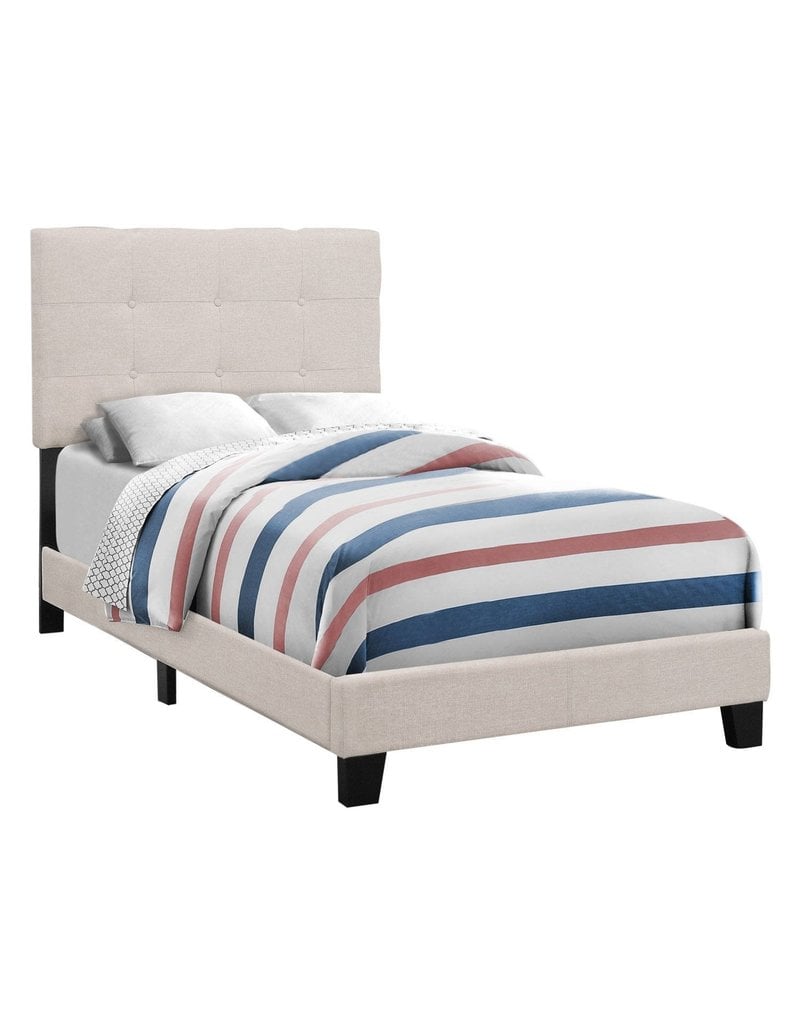 TWIN BEIGE LINEN BED FRAME MAISON CAPLAN