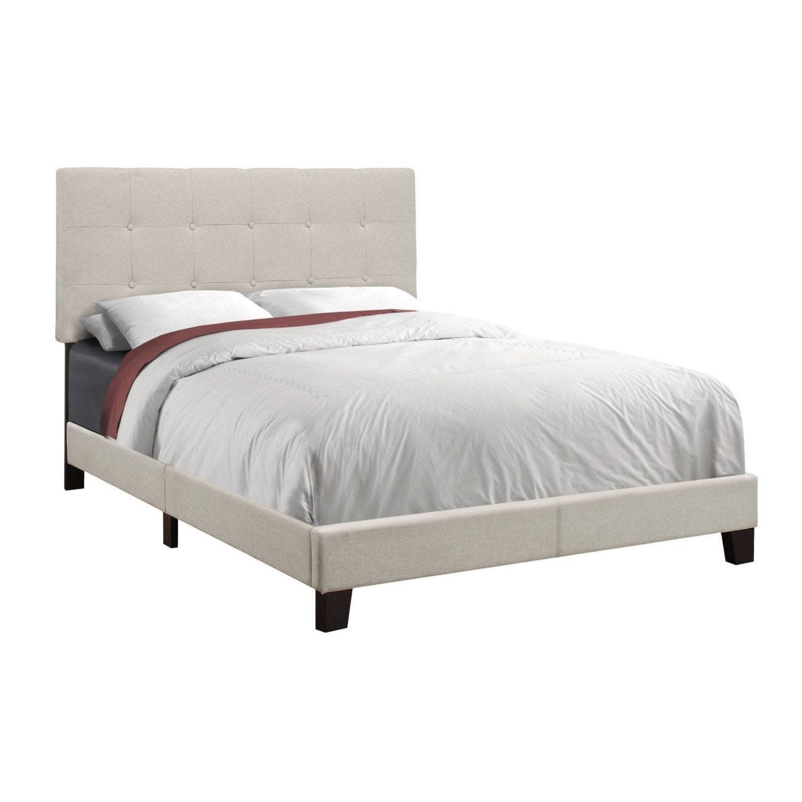 Cadre de lit en Lin Rembourré, Beige, Double
