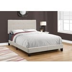 Linen Upholstered Bed Frame, Beige, Double