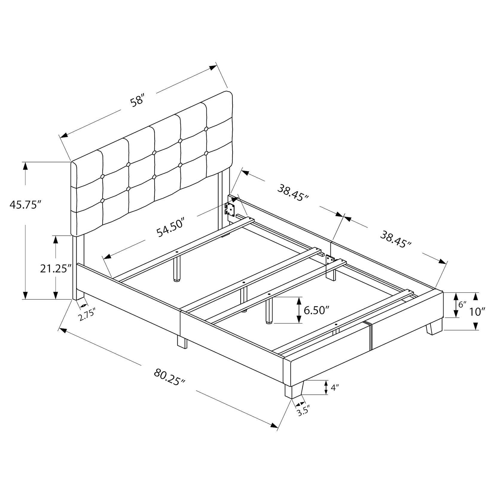 FULL BEIGE LINEN BED FRAME