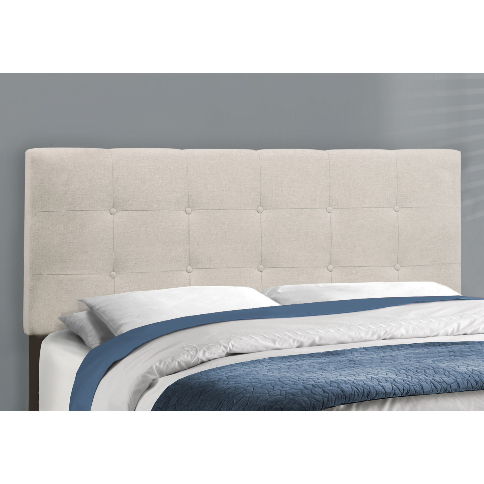 Cadre de lit en Lin Rembourré, Beige, Grand