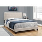 Linen Upholstered Bed Frame, Beige, Queen