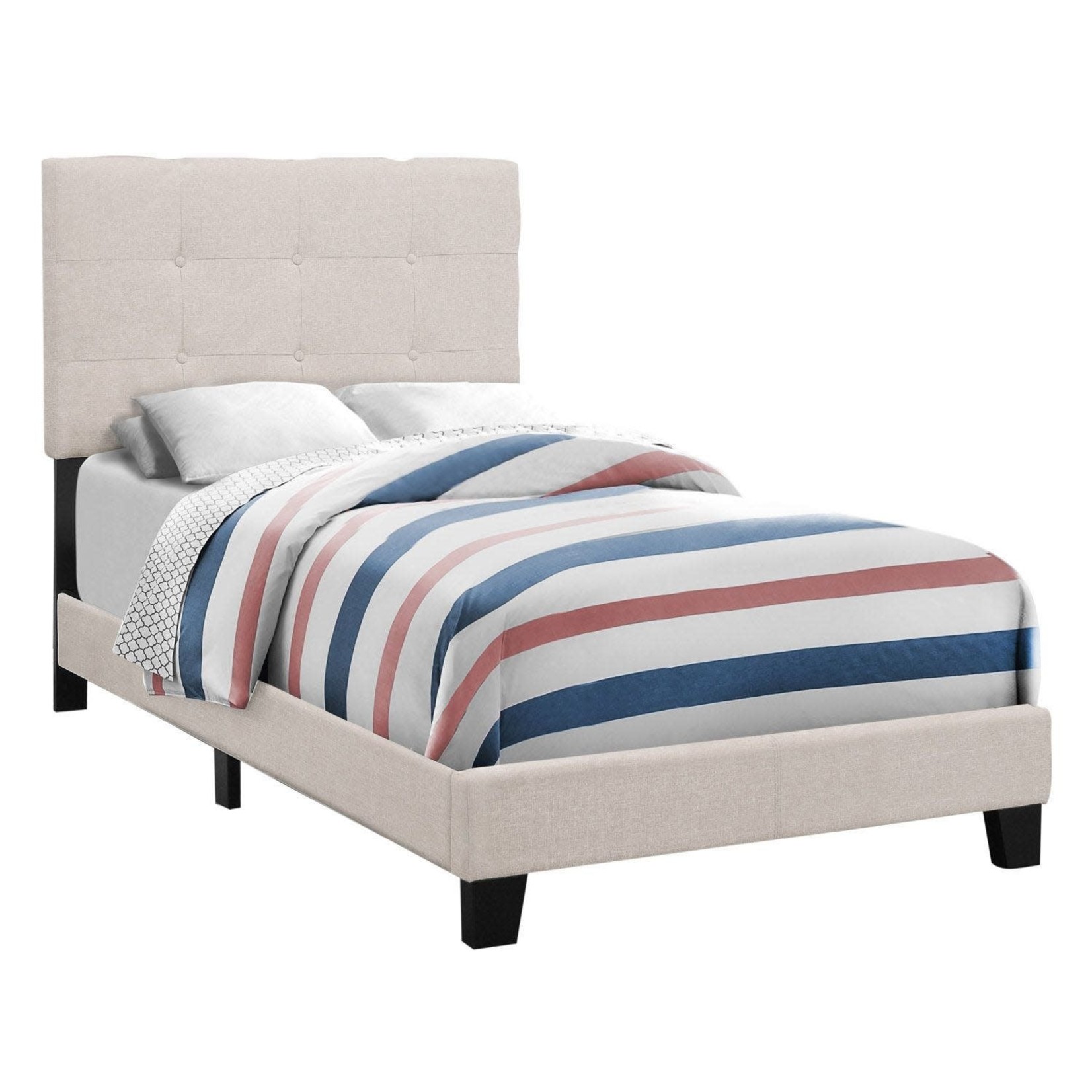 Lit Rembourre Tissus Beige, Simple