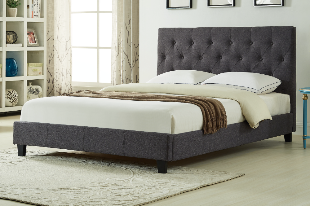 Copy of Queen Charcoal Upholstered Bed Frame MAISON CAPLAN