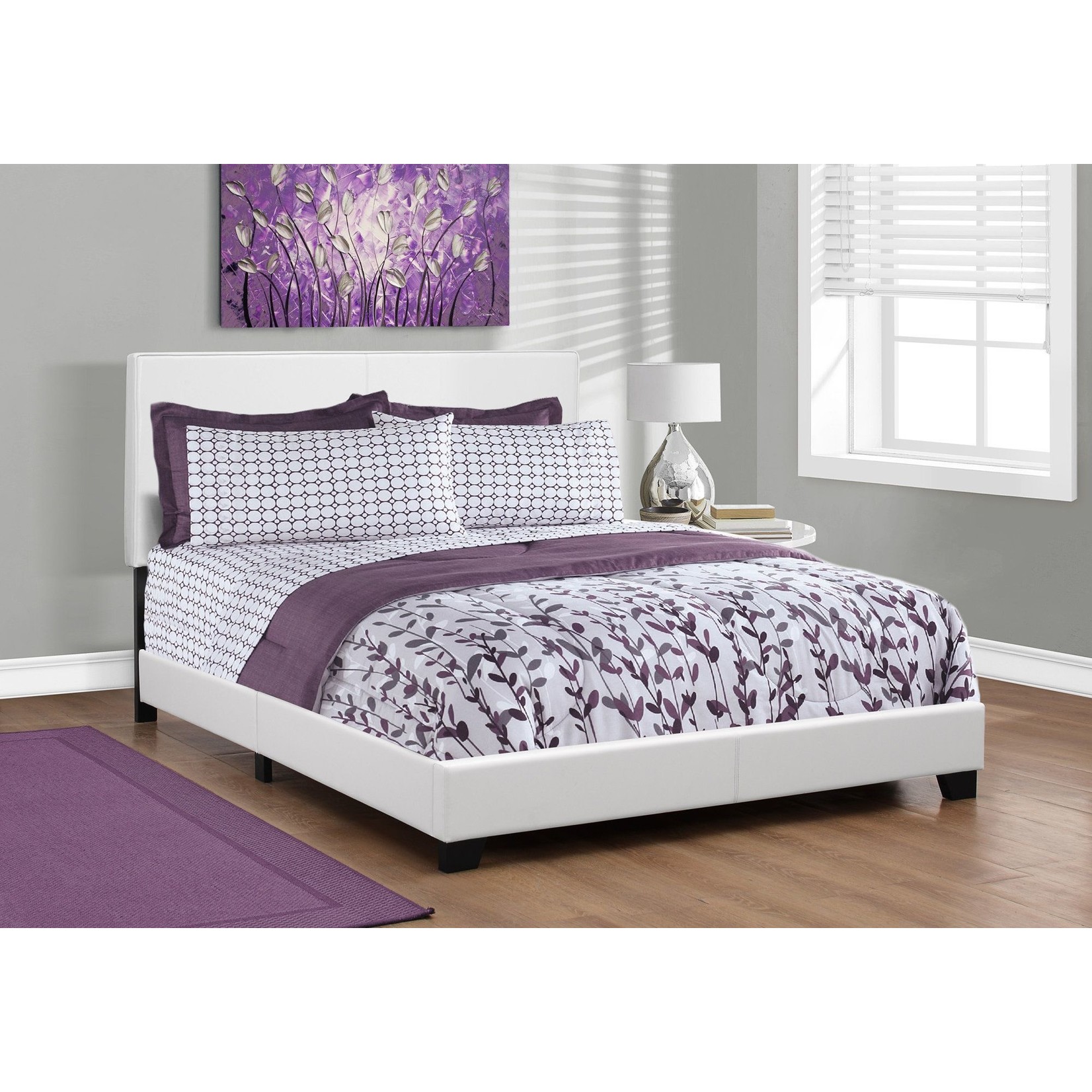 QUEEN WHITE BED FAUX LEATHER
