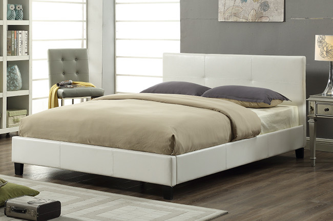 White Faux Leather Bed Frame, White Leather Bed Frame Double