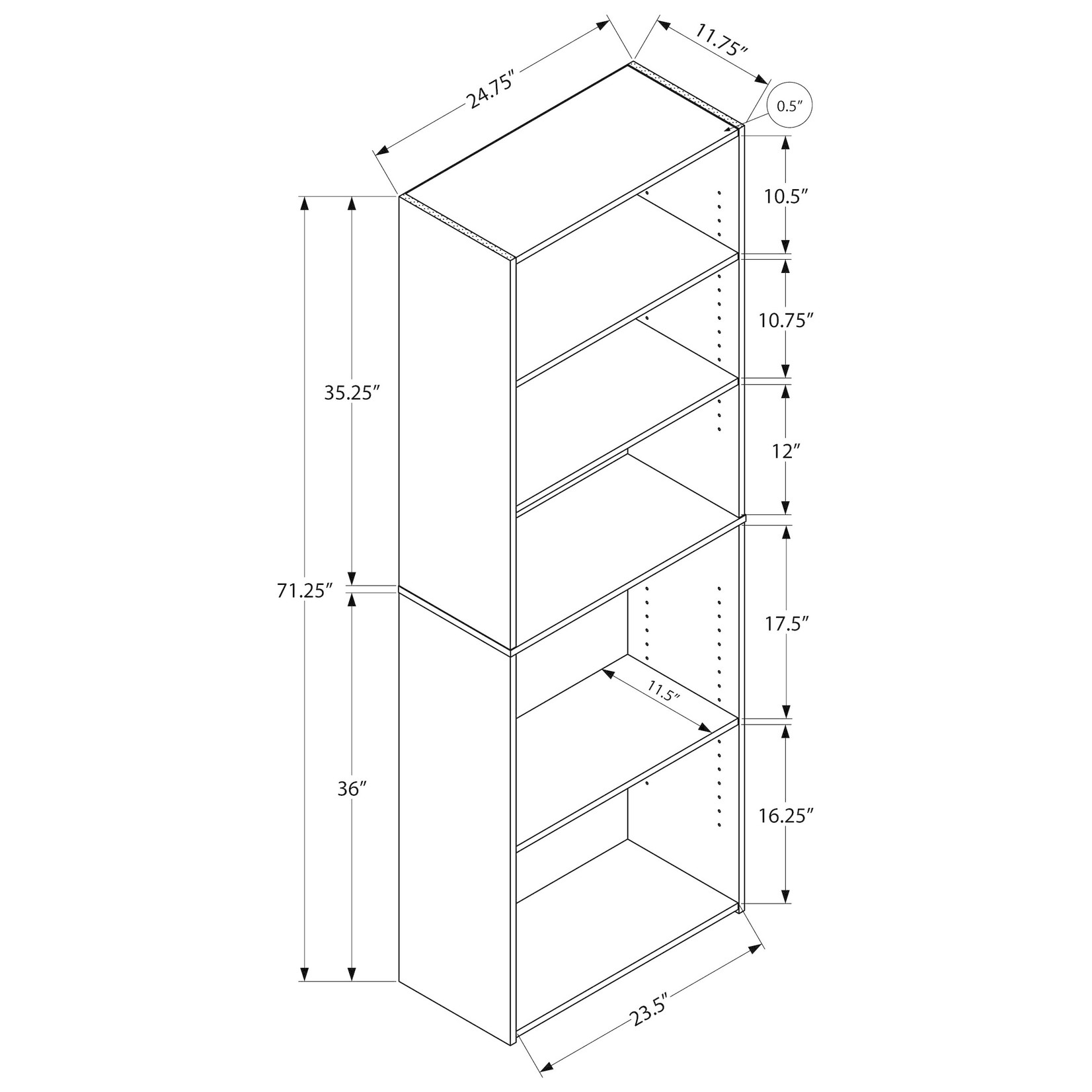 Étagère 72po H avec 5 Tablettes, Blanc