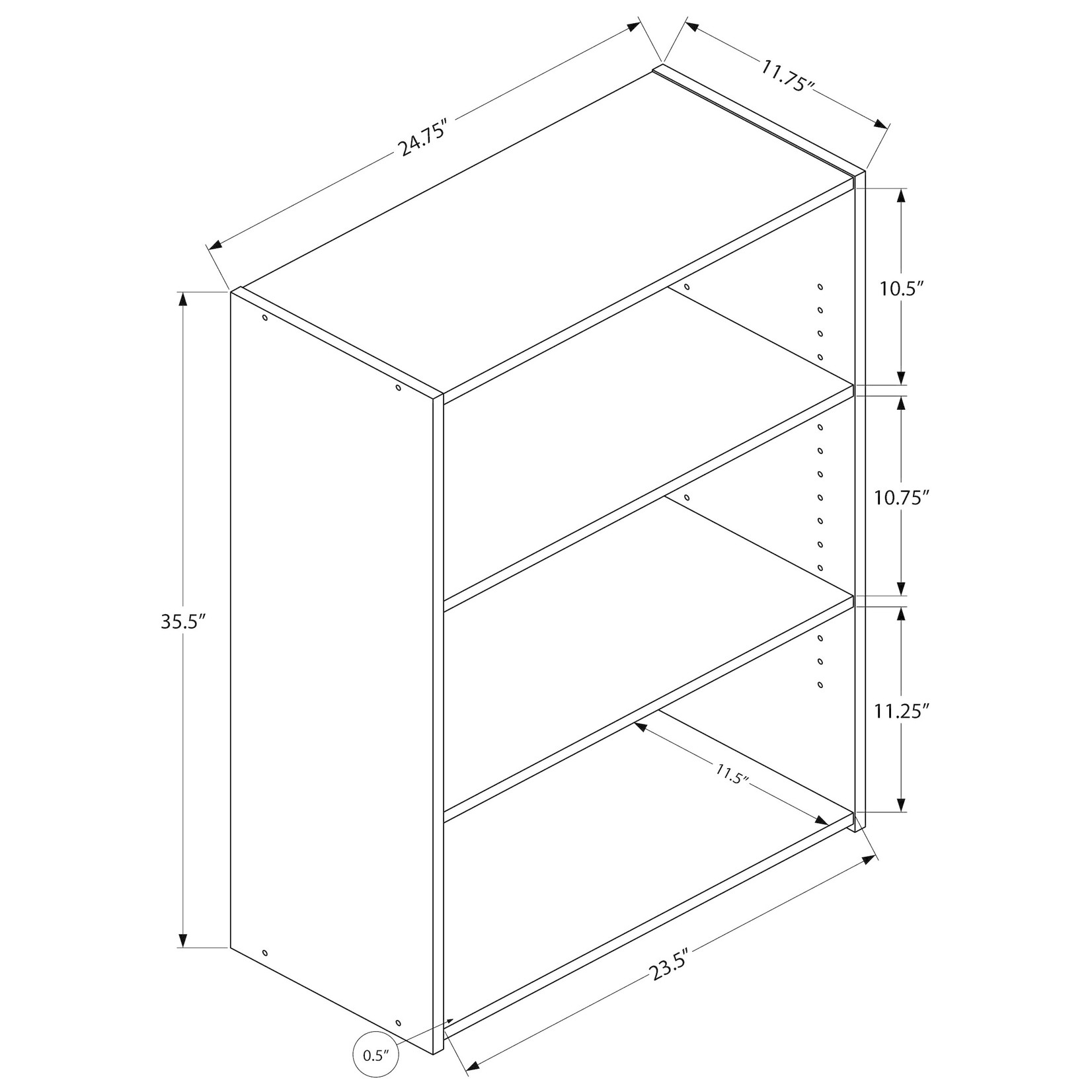Étagère 36"H avec 3 tablettes, Gris