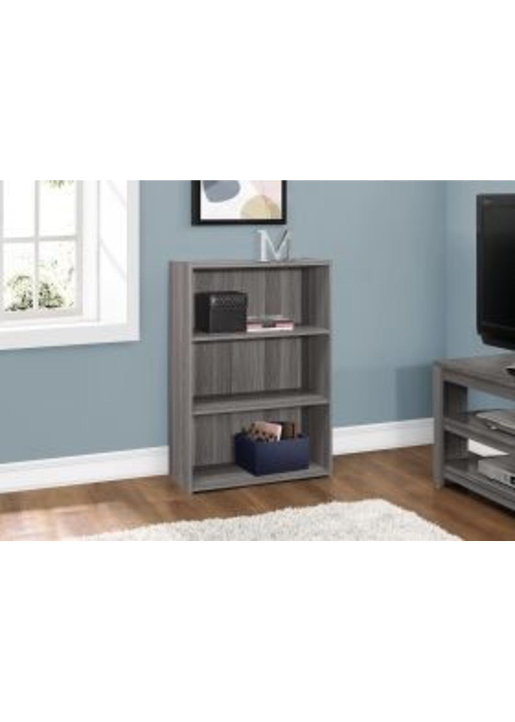 Bookcase 36"H with 3 Shelves, Grey