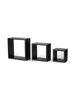 ITY INTERNATIONAL S/3 BLACK WOOD CUBES WALL SHELF