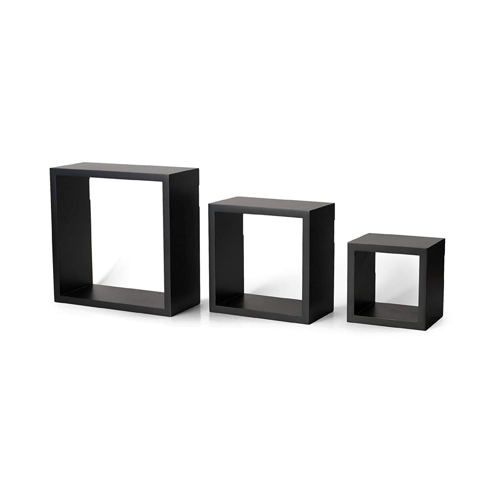 ITY INTERNATIONAL S/3 BLACK WOOD CUBES WALL SHELF