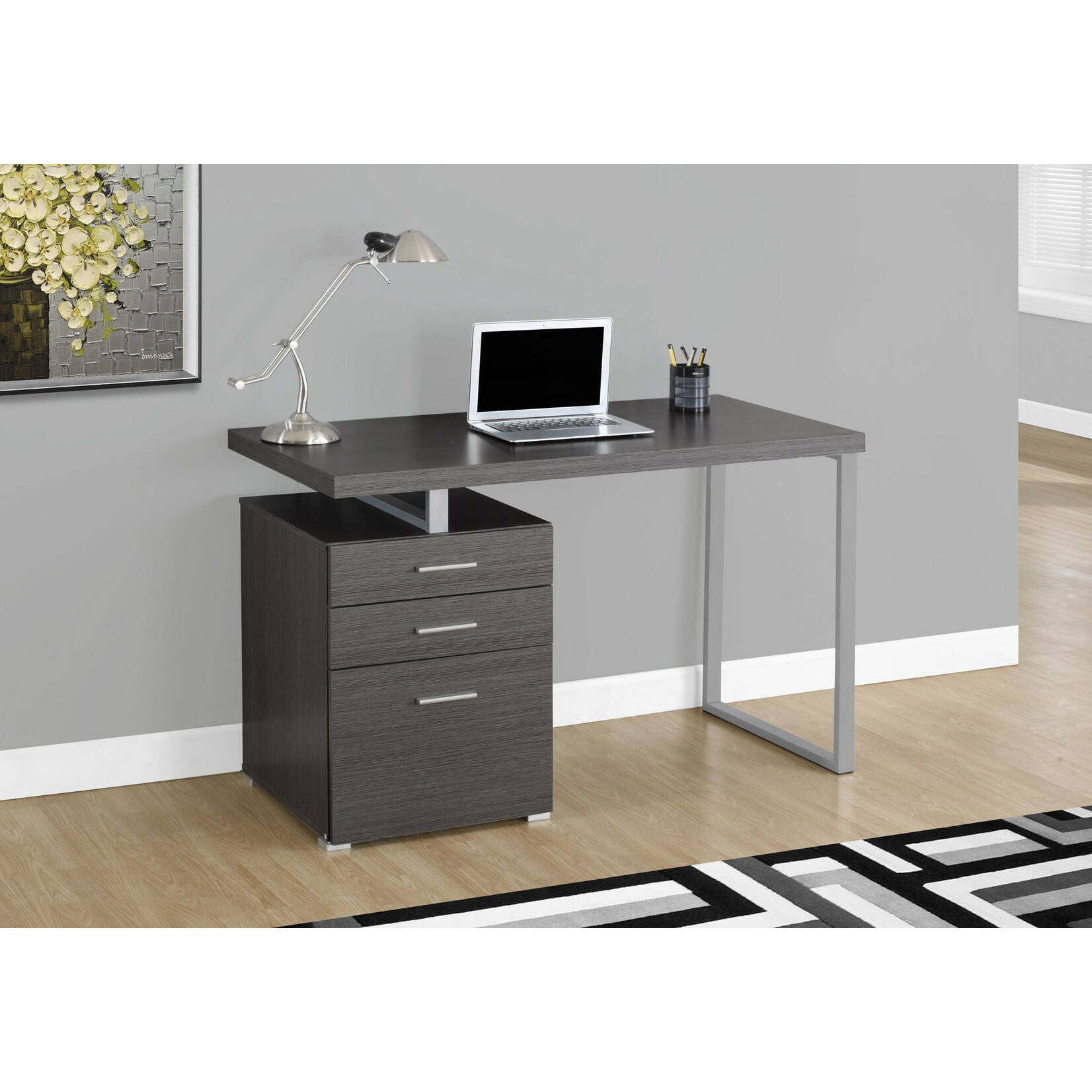 BUREAU - 48"L / GRIS ORIENTATION GAUCHE OU DROITE
