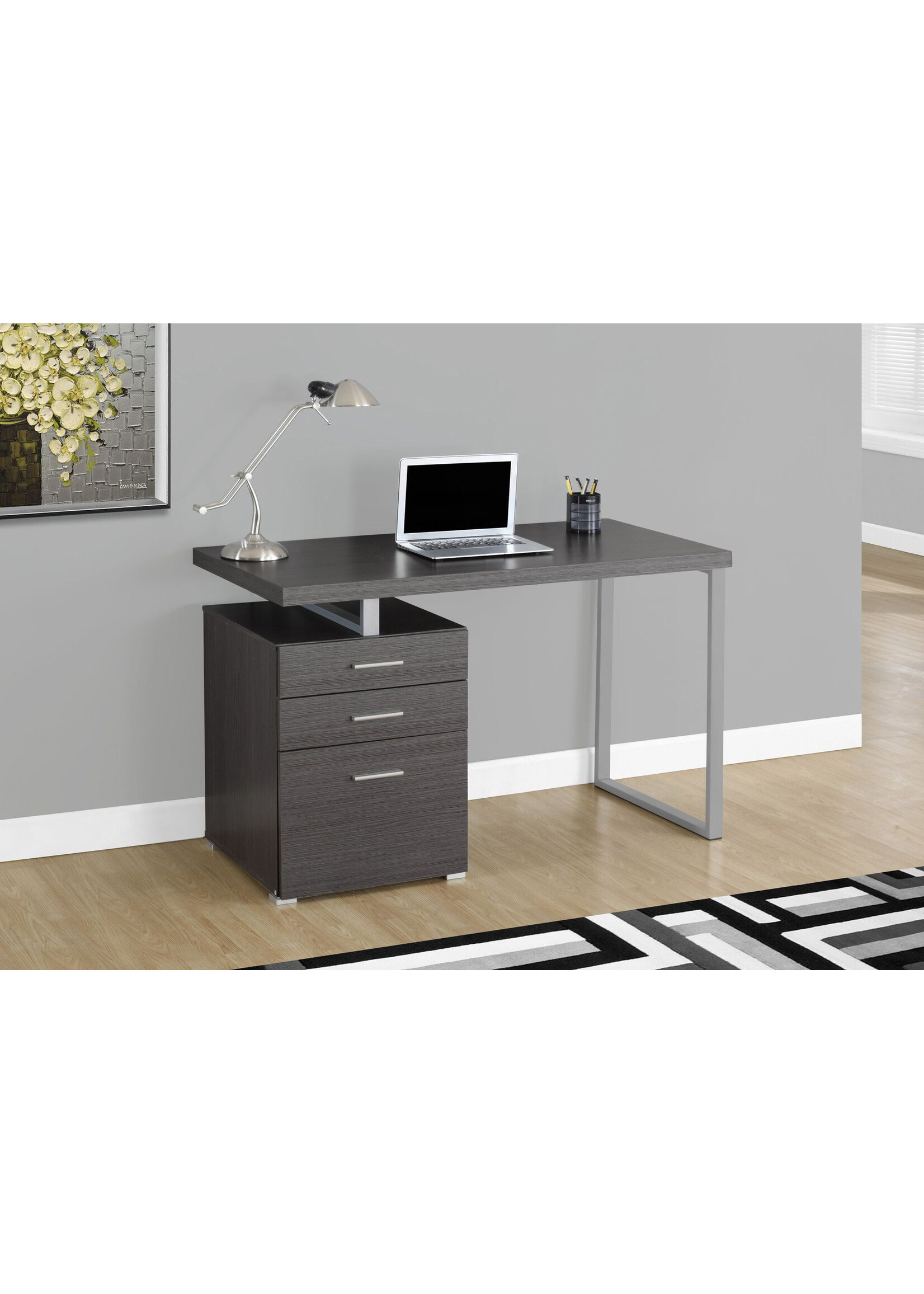 BUREAU - 48"L / GRIS ORIENTATION GAUCHE OU DROITE