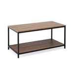 TABLE BASSE MARRON, CADRE MÉTALLIQUE