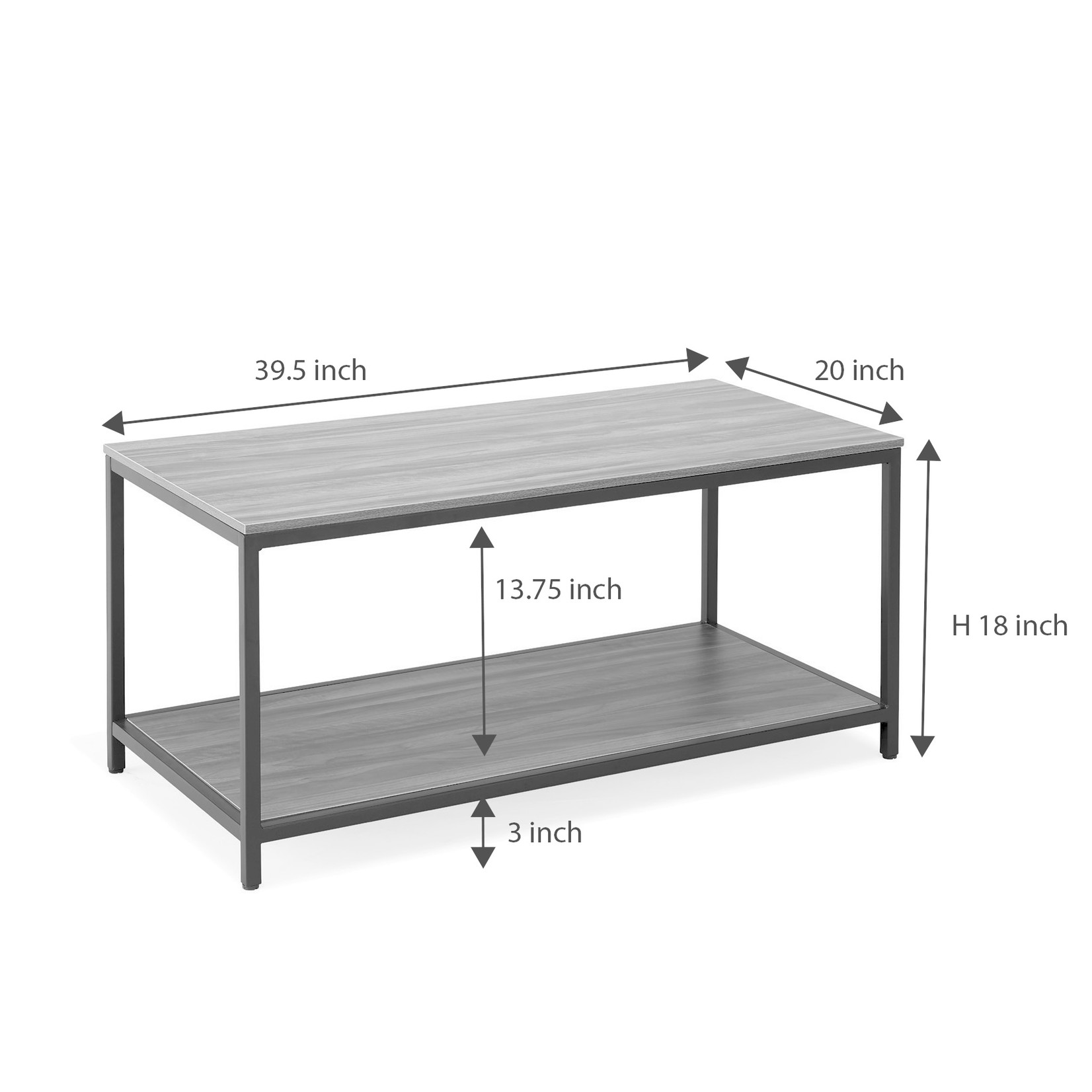 TABLE BASSE MARRON, CADRE MÉTALLIQUE