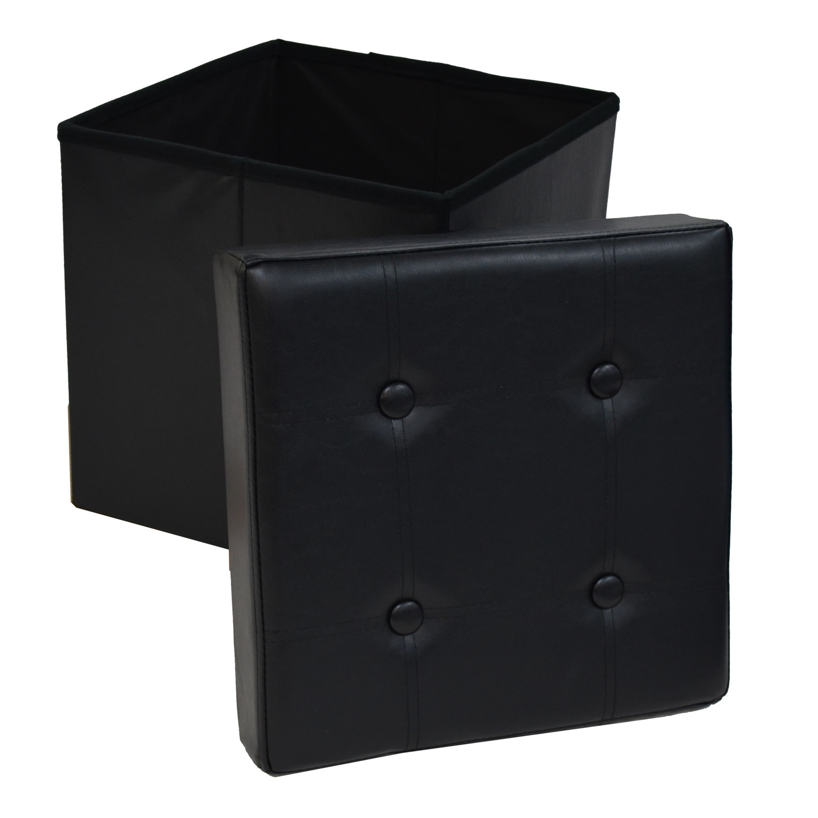 ITY INTERNATIONAL Black Square Folding Ottoman