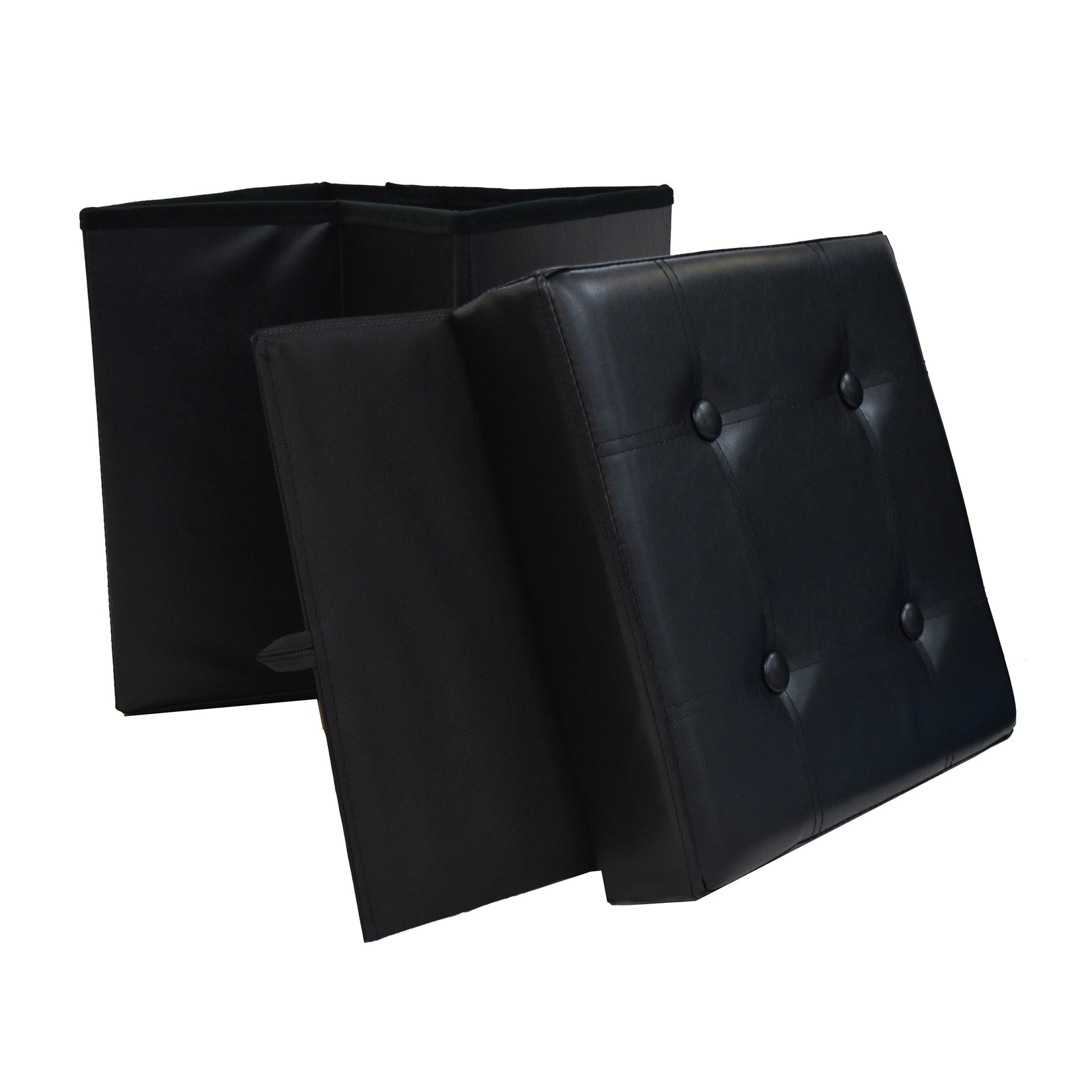 ITY INTERNATIONAL Black Square Folding Ottoman