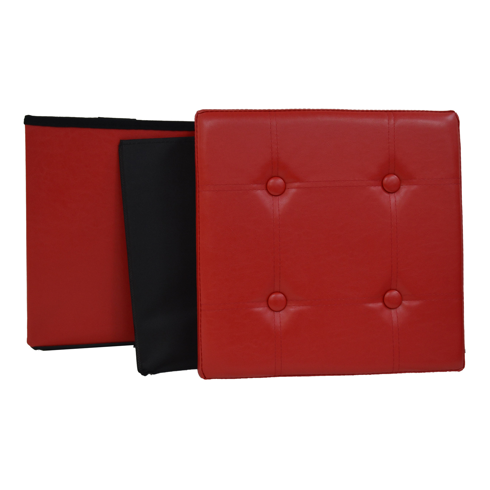 ITY INTERNATIONAL Pouf Pliant Carré en Rouge