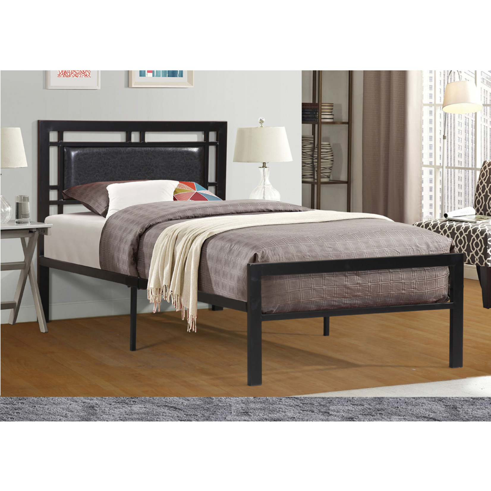 T2201 Black Metal Bed Frame, Double