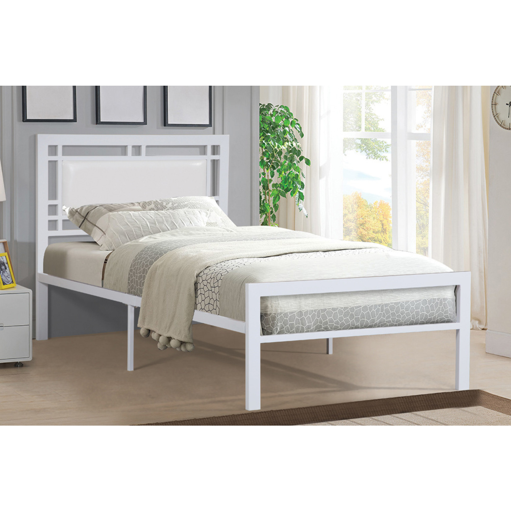 CADRE DE LIT METALLIQUE BLANC- SIMPLE