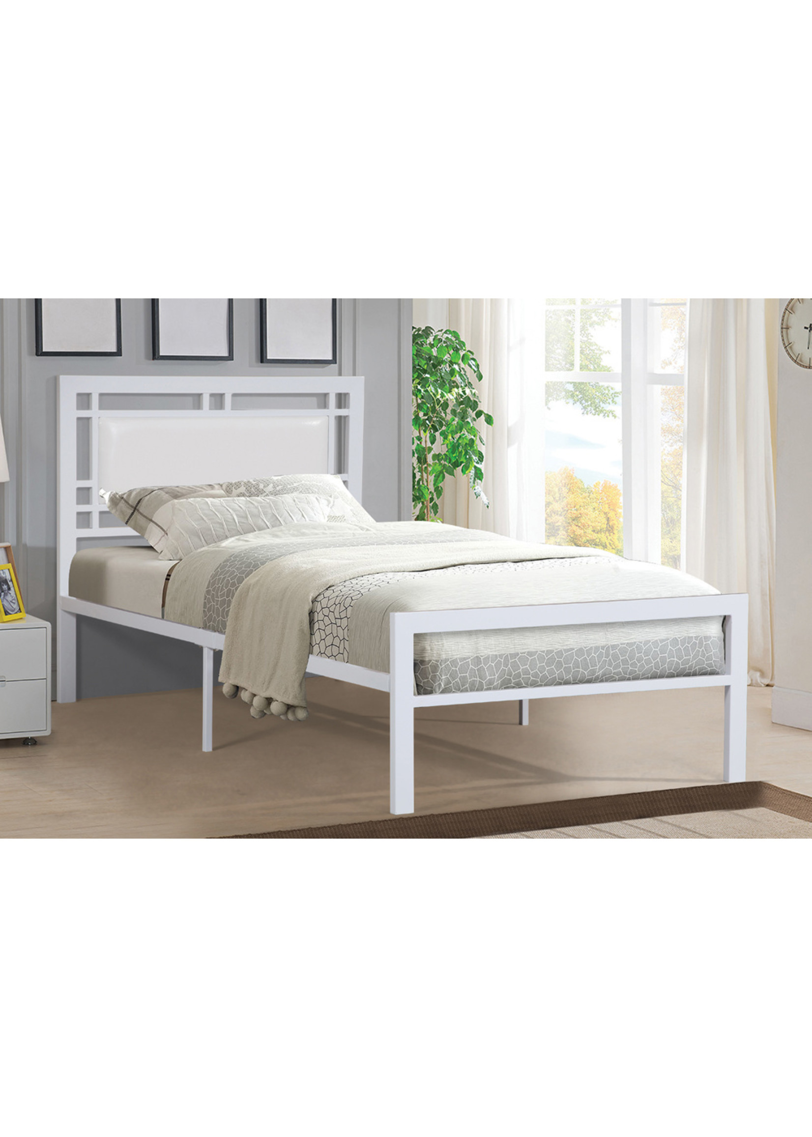 TWIN WHITE METAL BED FRAME