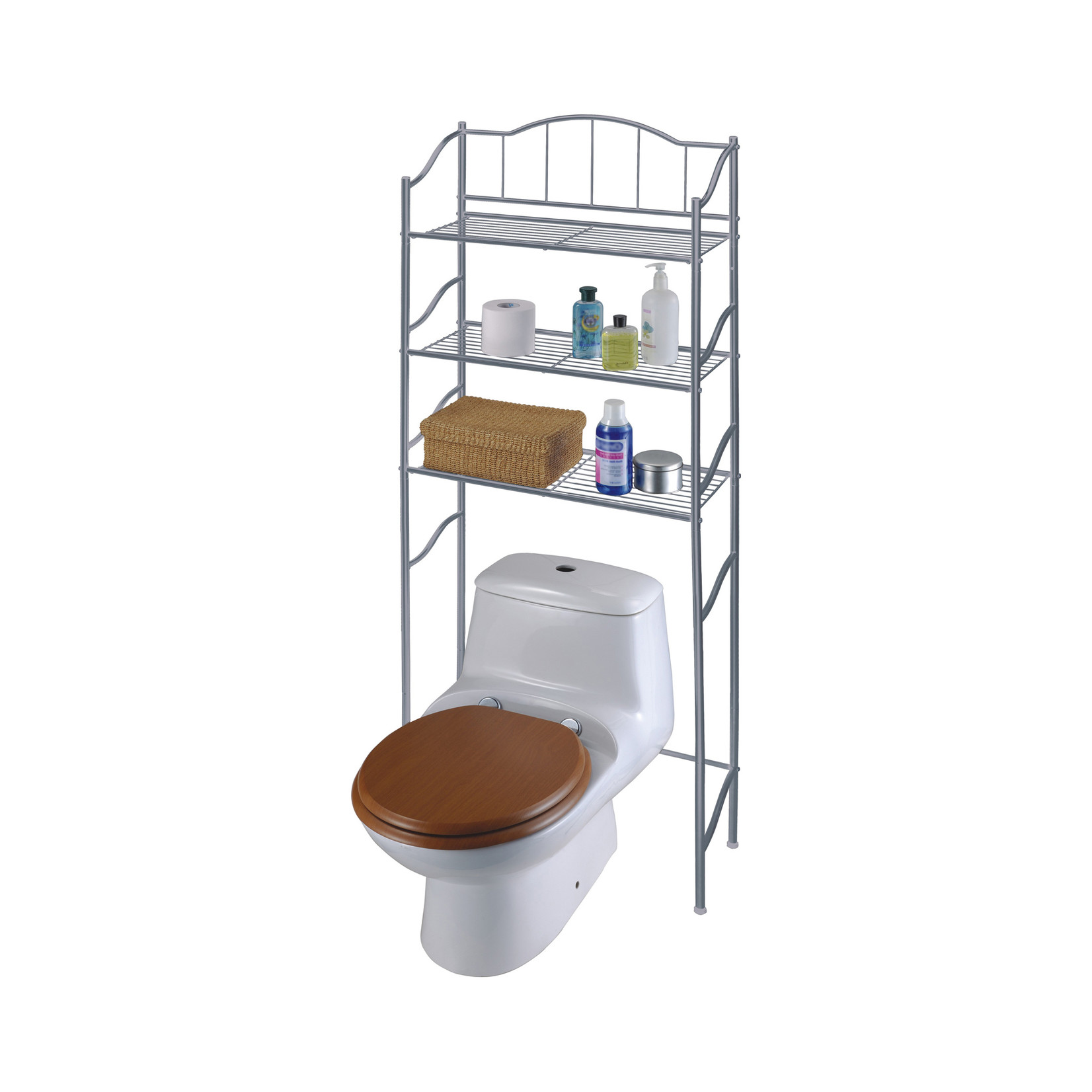 ITY INTERNATIONAL Nola Home Over The Toilet Storage Shelf, 3-Tier Space Saver, Silver