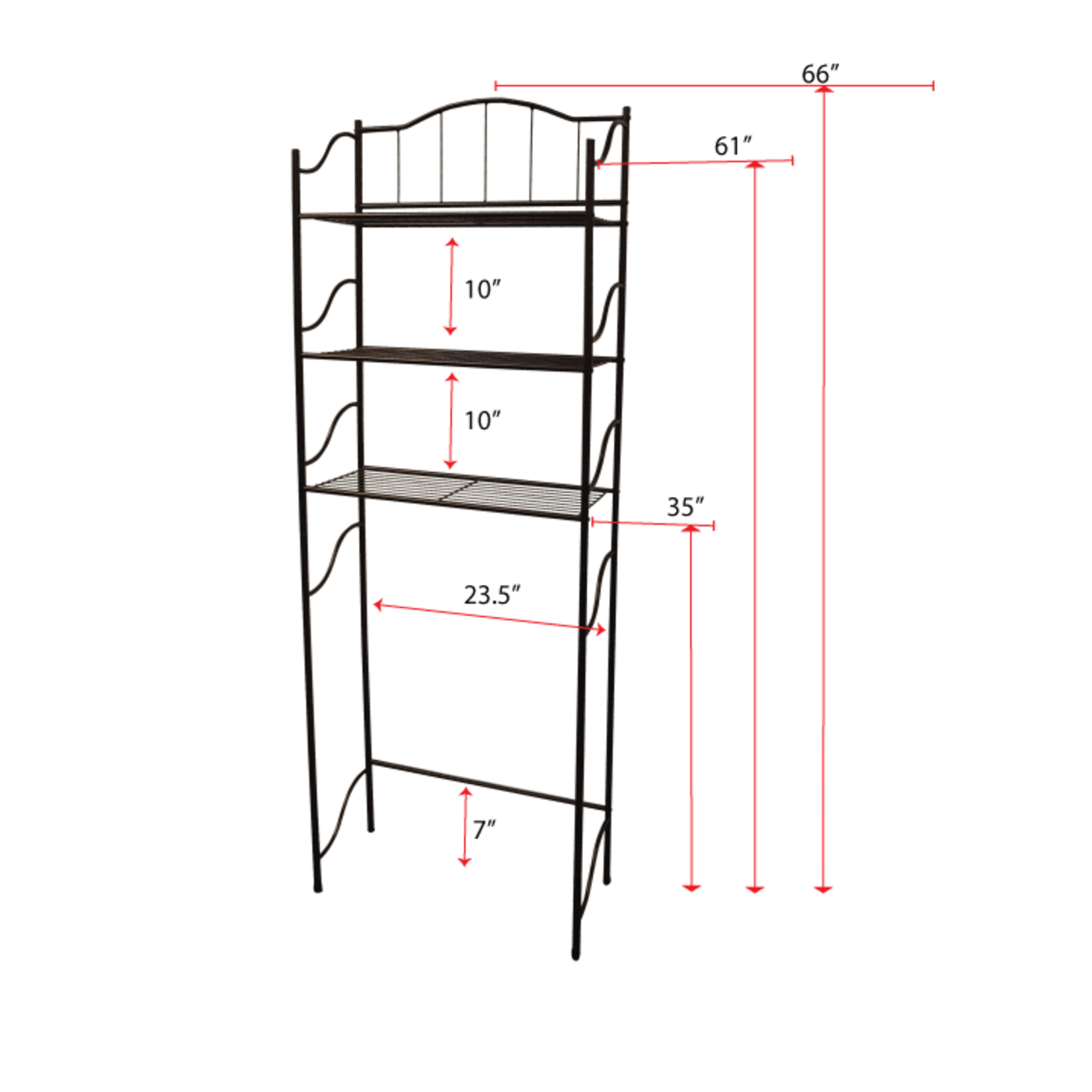 ITY INTERNATIONAL Nola Home Over The Toilet Storage Shelf, 3-Tier Space Saver, Silver