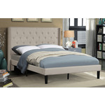 KING T2352-78 BEIGE UPHOLSTERED BED FRAME