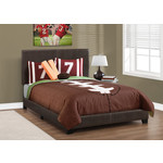 BED - QUEEN SIZE / DARK BROWN LEATHER-LOOK