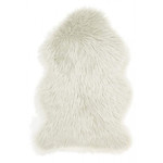 FAUX FUR SHEEPSKIN ANIMAL RUG, WHITE