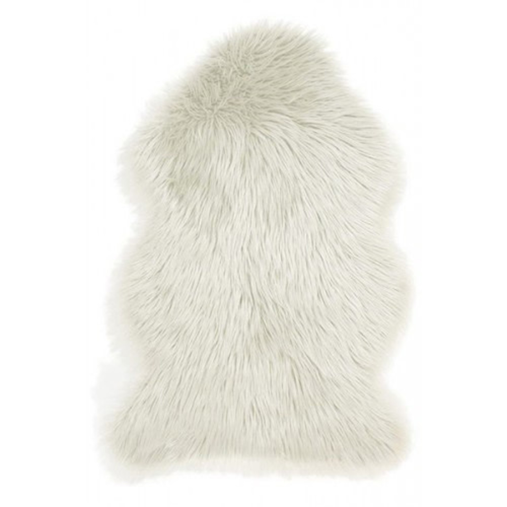 FAUX FUR SHEEPSKIN ANIMAL RUG, WHITE