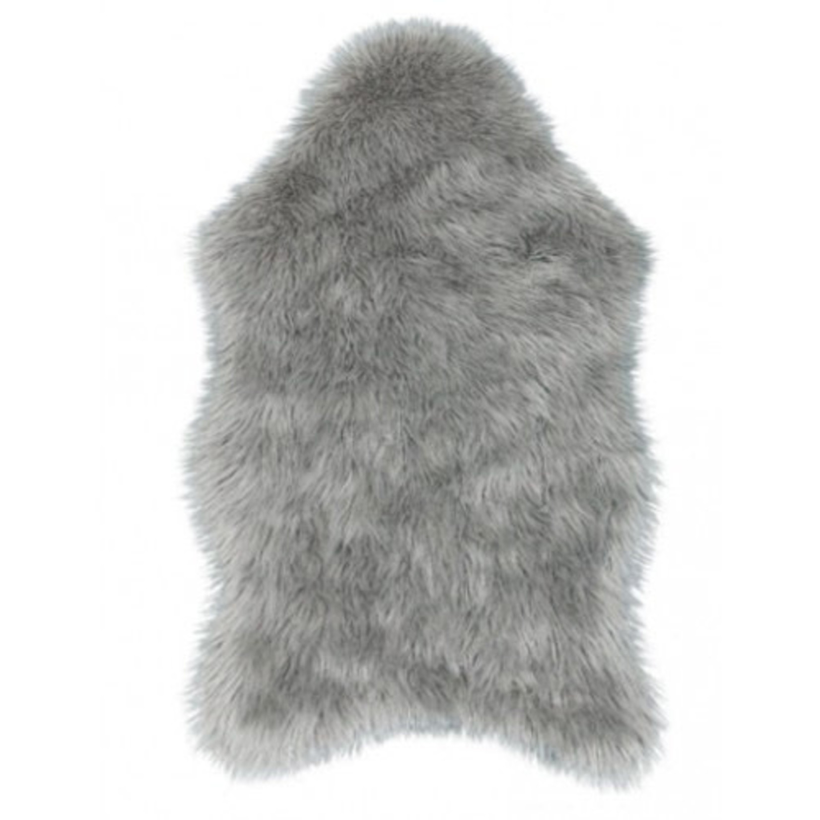 FAUX FUR SHEEPSKIN ANIMAL RUG, GREY