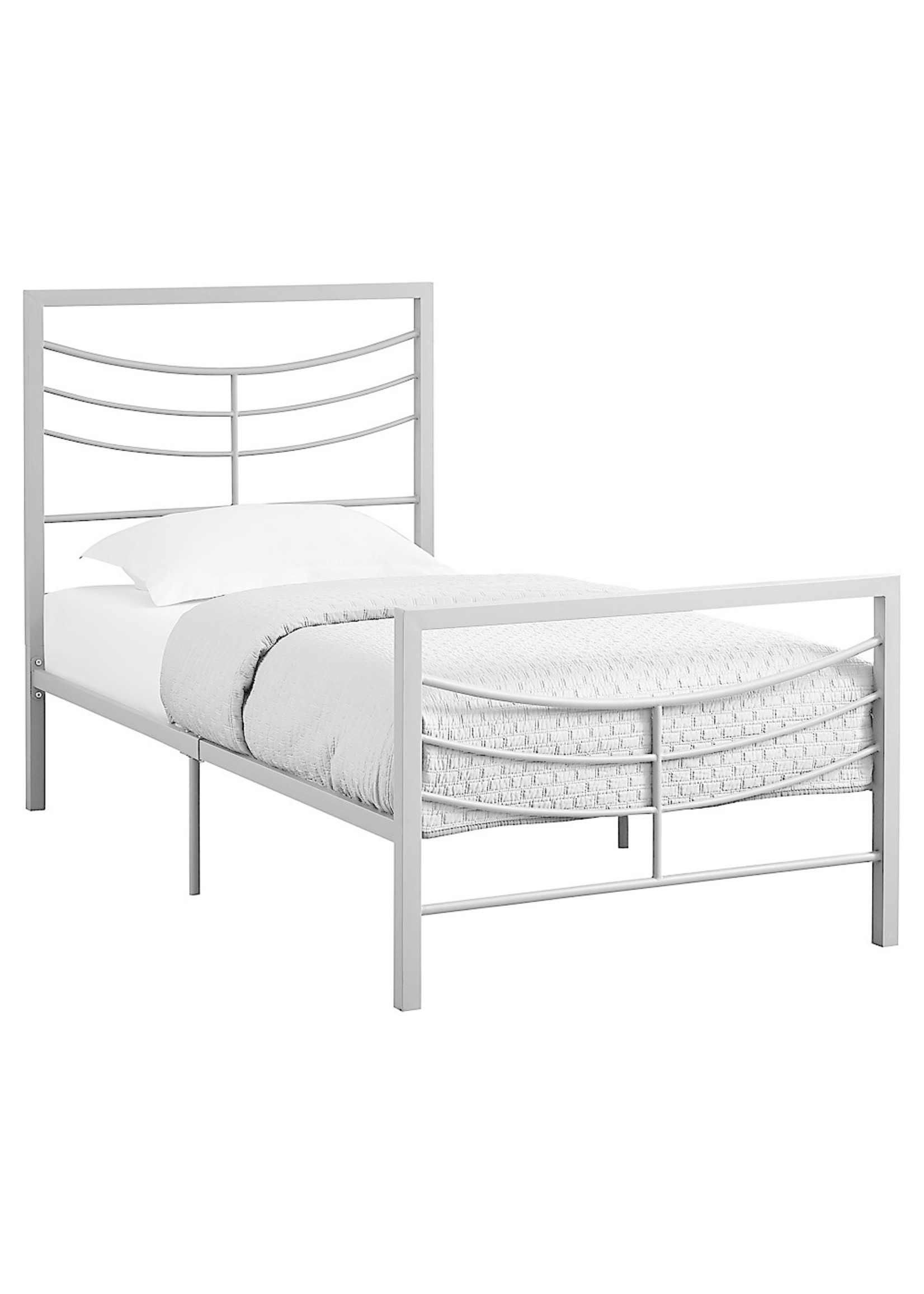 BED - TWIN SIZE / GREY METAL FRAME ONLY