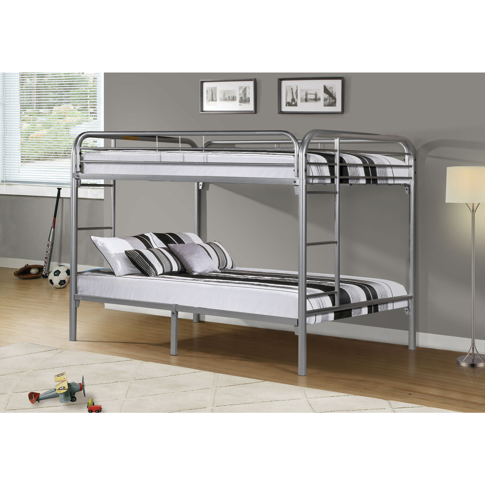 BUNK BED - FULL / FULL SIZE / SILVER METAL