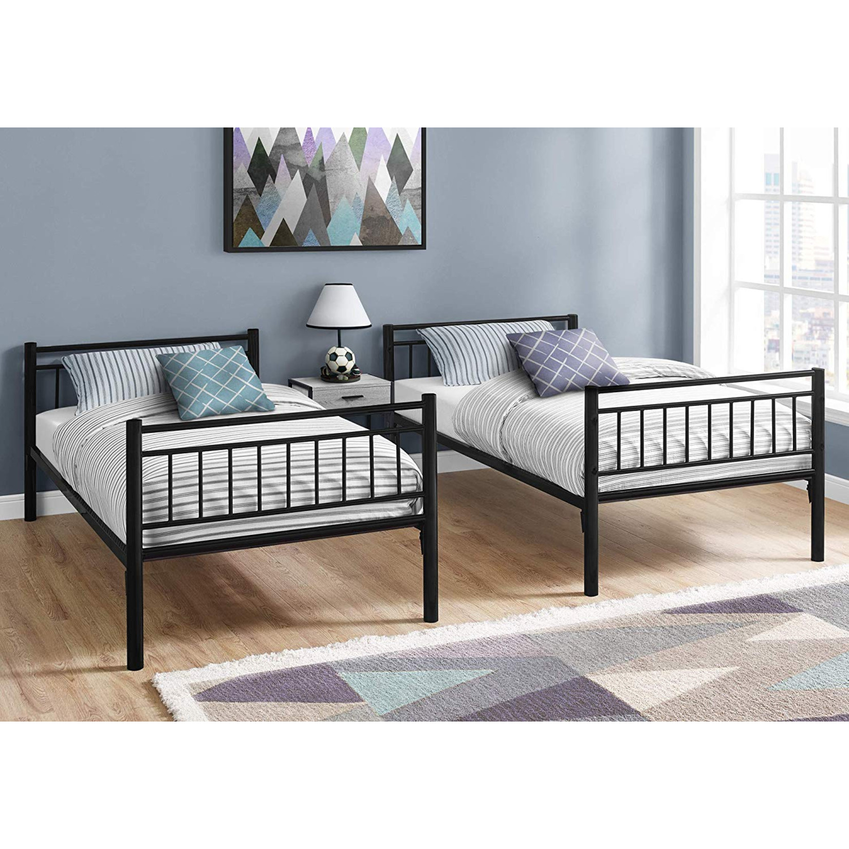 Twin Bunk Bed Detachable Black, Detachable Twin Bunk Beds