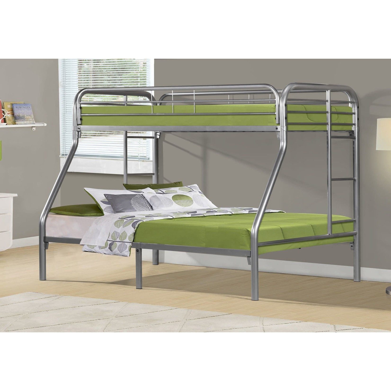 TWIN/FULL BUNK BED SILVER